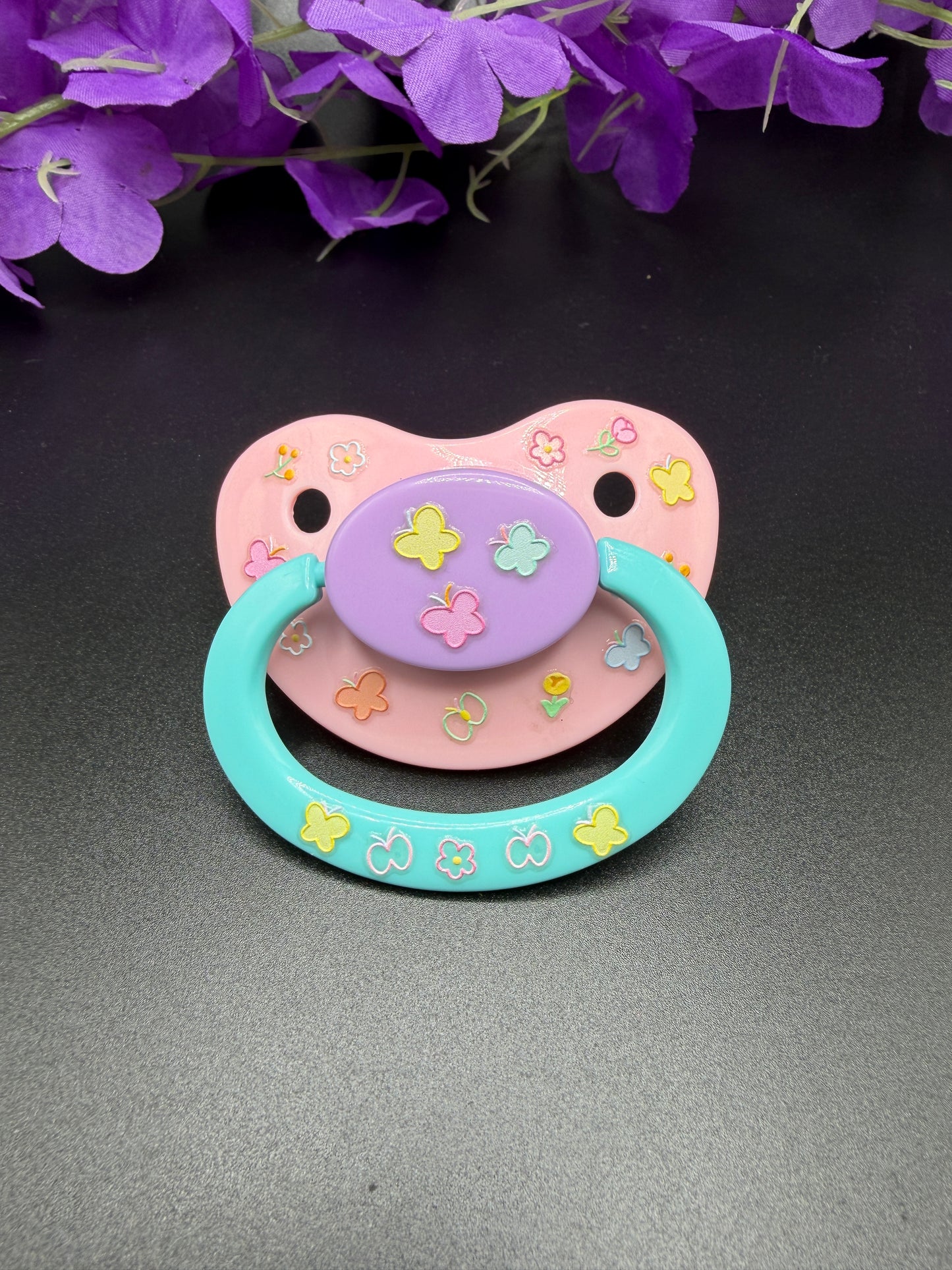 Glow In The Dark Adult Pacifier - Butterflies & Flowers