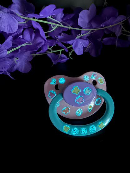 Glow In The Dark Adult Pacifier - Butterflies & Flowers