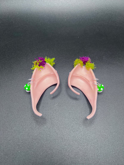 Moss Fantasy Fairy Elf Ears with Mushroom Piercings