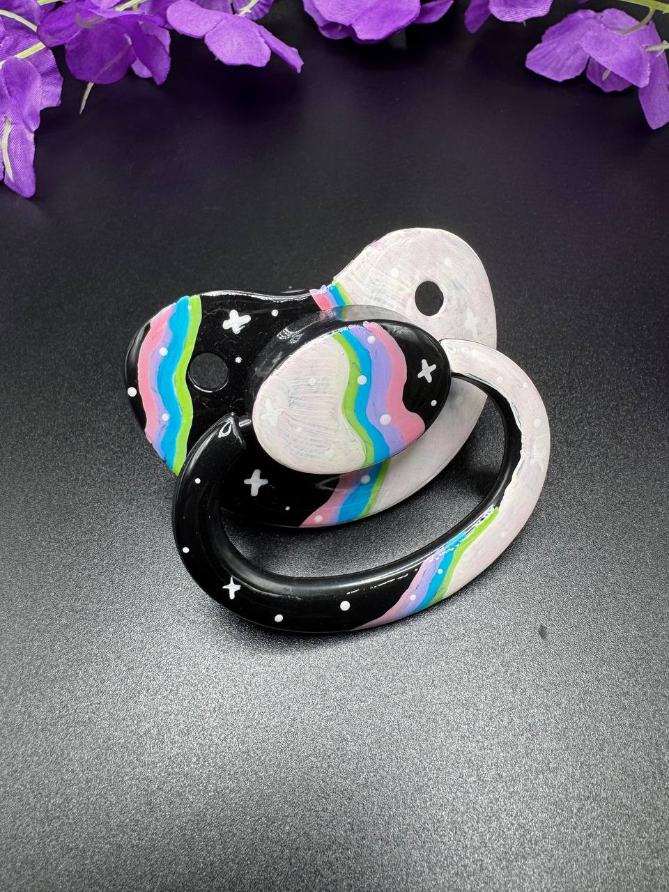 Hand Painted Adult Pacifier - Retro Galaxy