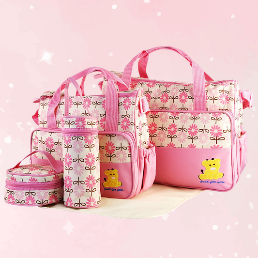 Littles Outing Essentials – 5PC Water-Resistant Diaper Bag Set for Mommies, Daddies & Caregivers