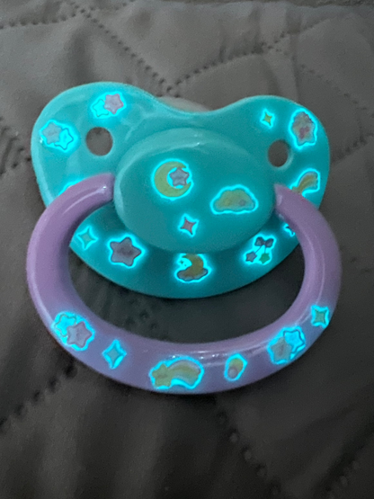 Glow In The Dark Adult Pacifier - Stars and Moon