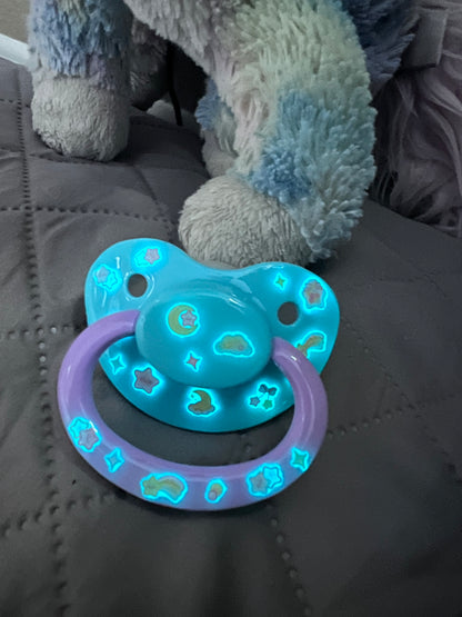 Glow In The Dark Adult Pacifier - Stars and Moon