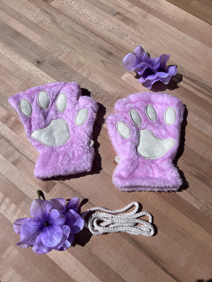 Baby Pink Pet Play Fingerless Gloves