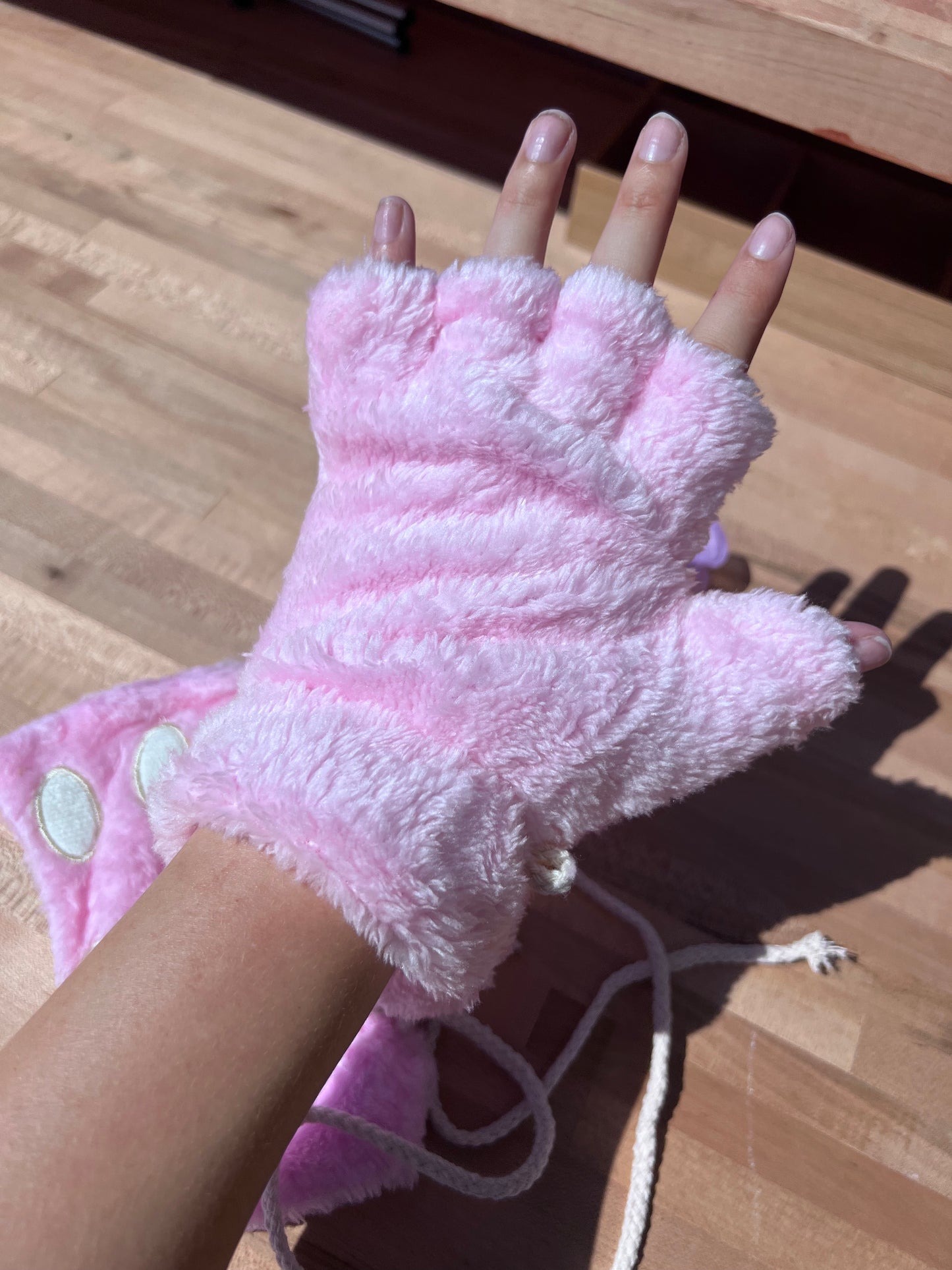 Baby Pink Pet Play Fingerless Gloves