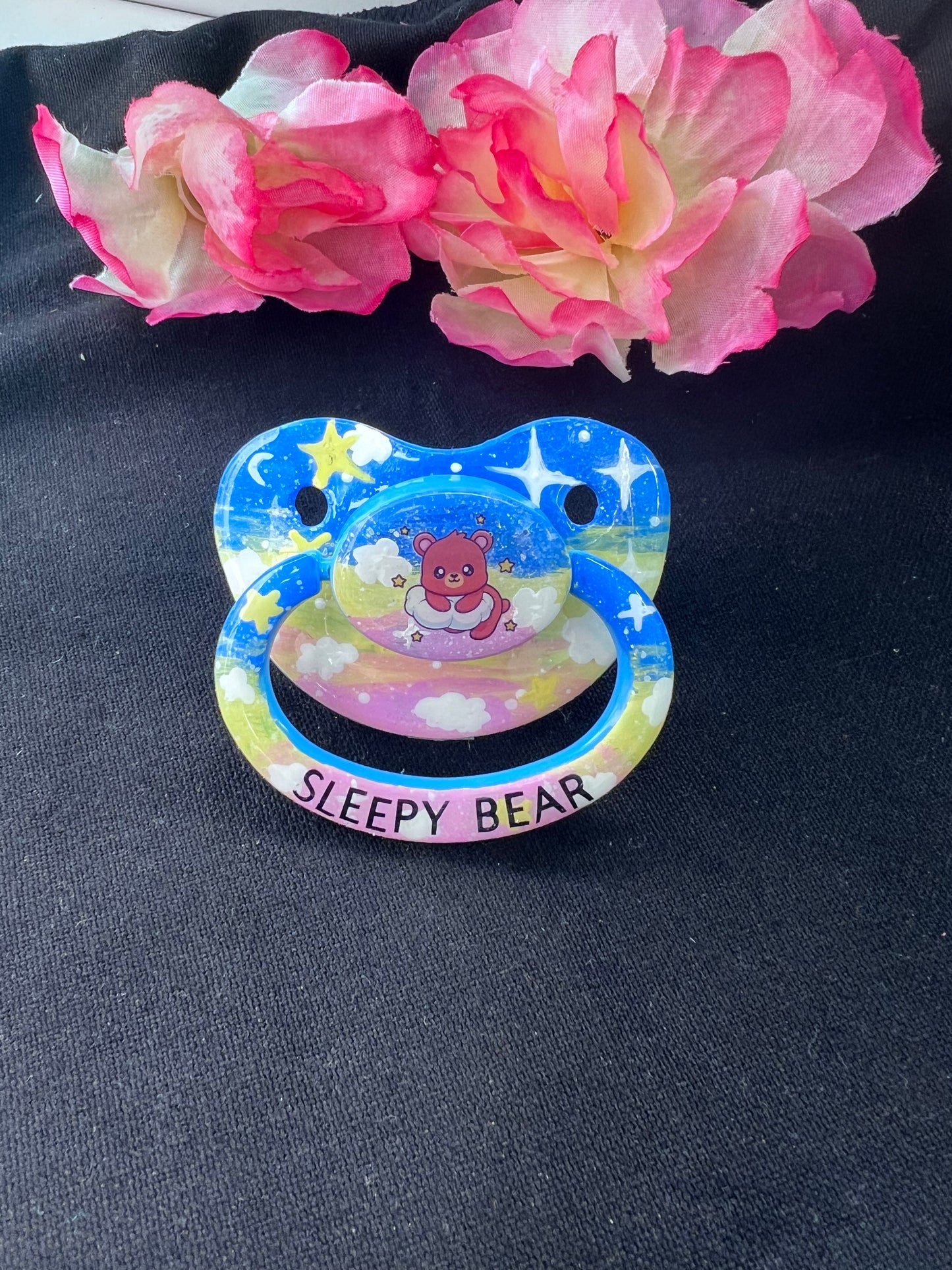 Hand Painted Adult Pacifier - Sleepy Bear