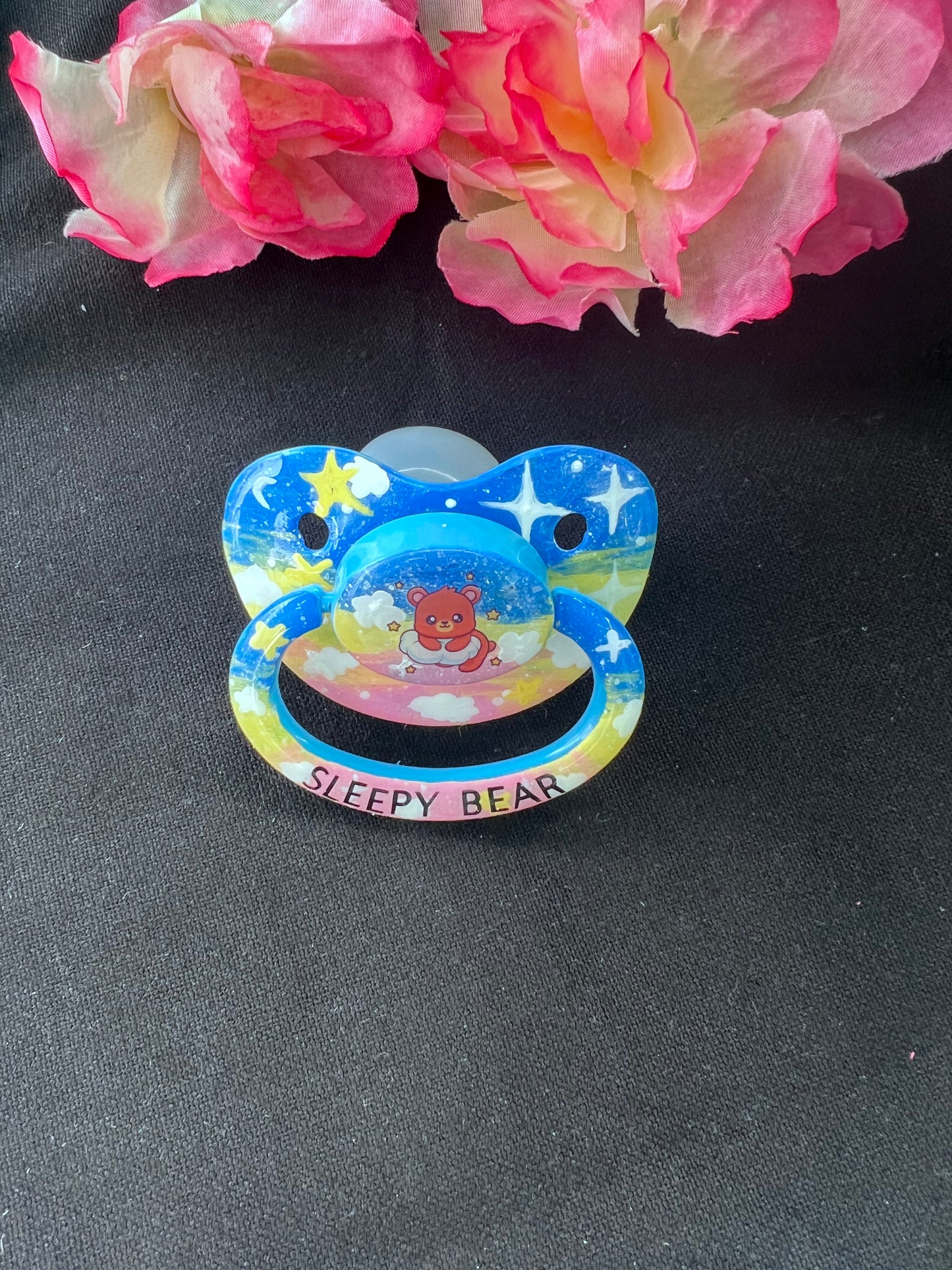 Hand Painted Adult Pacifier - Sleepy Bear