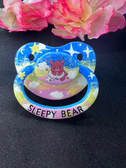 Hand Painted Adult Pacifier - Sleepy Bear