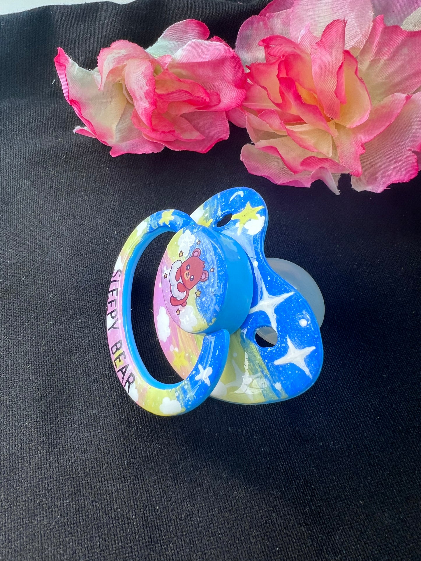 Hand Painted Adult Pacifier - Sleepy Bear