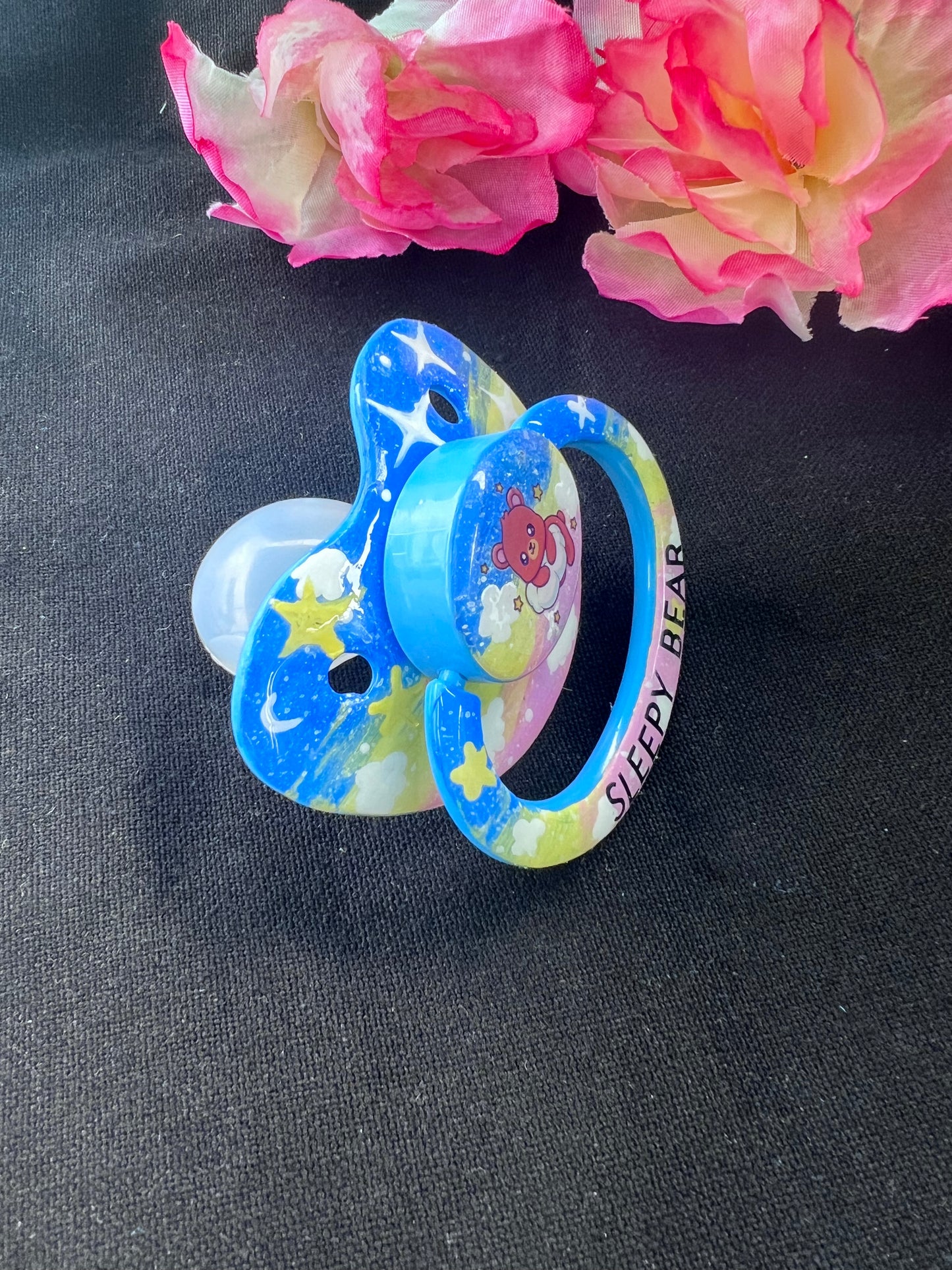 Hand Painted Adult Pacifier - Sleepy Bear