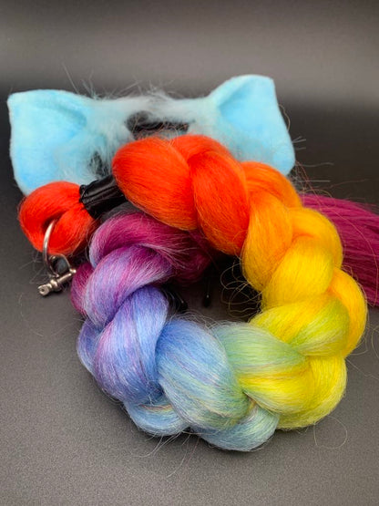 Pony Ears and Tail Set (Blue and Rainbow)