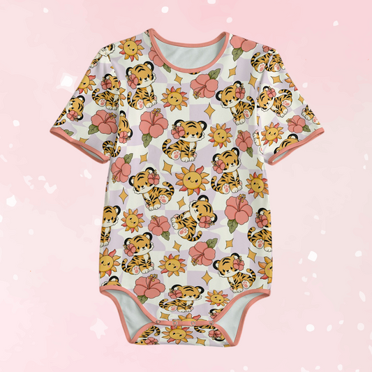 Tiger Bloom Short Sleeve CuddleSuit