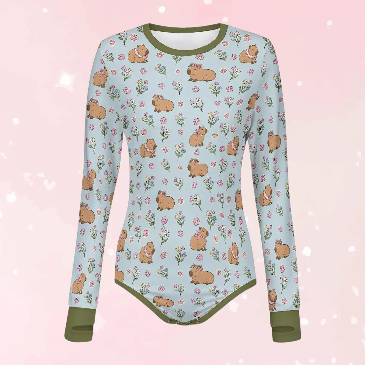 Sweet Meadow Capybara Long Sleeve CuddleSuit