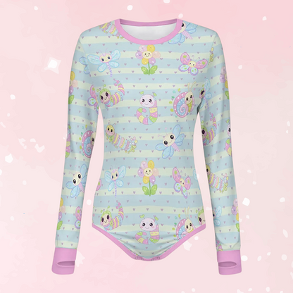 Buggy Blossom Striped Long Sleeve Cuddlesuit