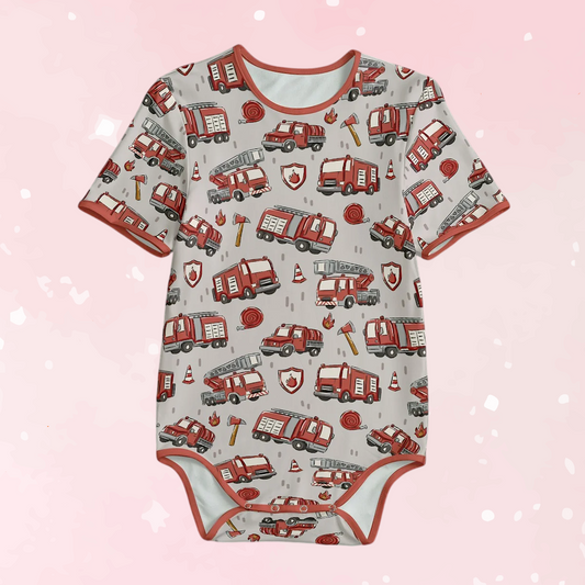 Little Firehouse Short Sleeve CuddleSuit