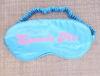 Sensory deprivation eye mask with text Spank Me