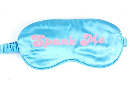 Sensory deprivation eye mask with text Spank Me