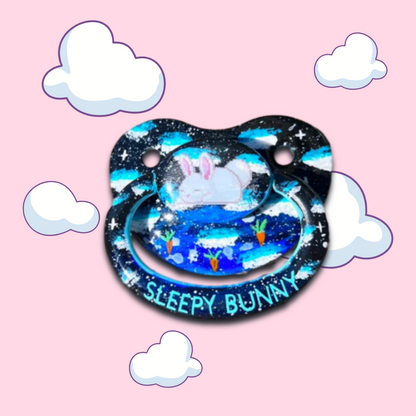 Hand Painted Adult Pacifier - Sleepy Bunny