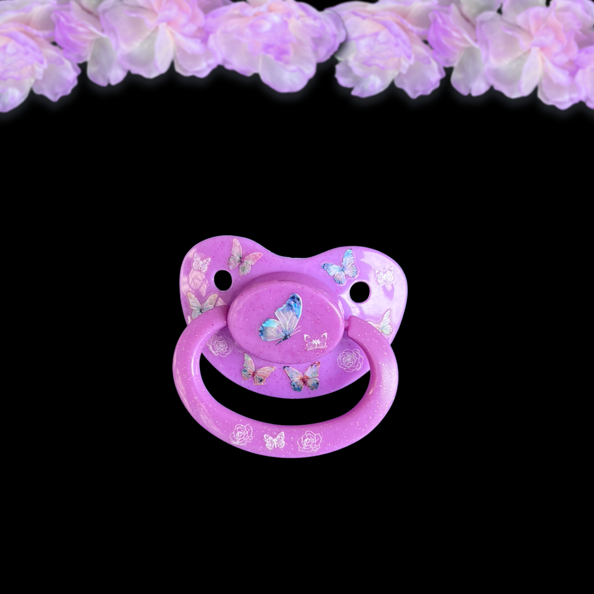 Adult Pacifier - Glitter Butterflies