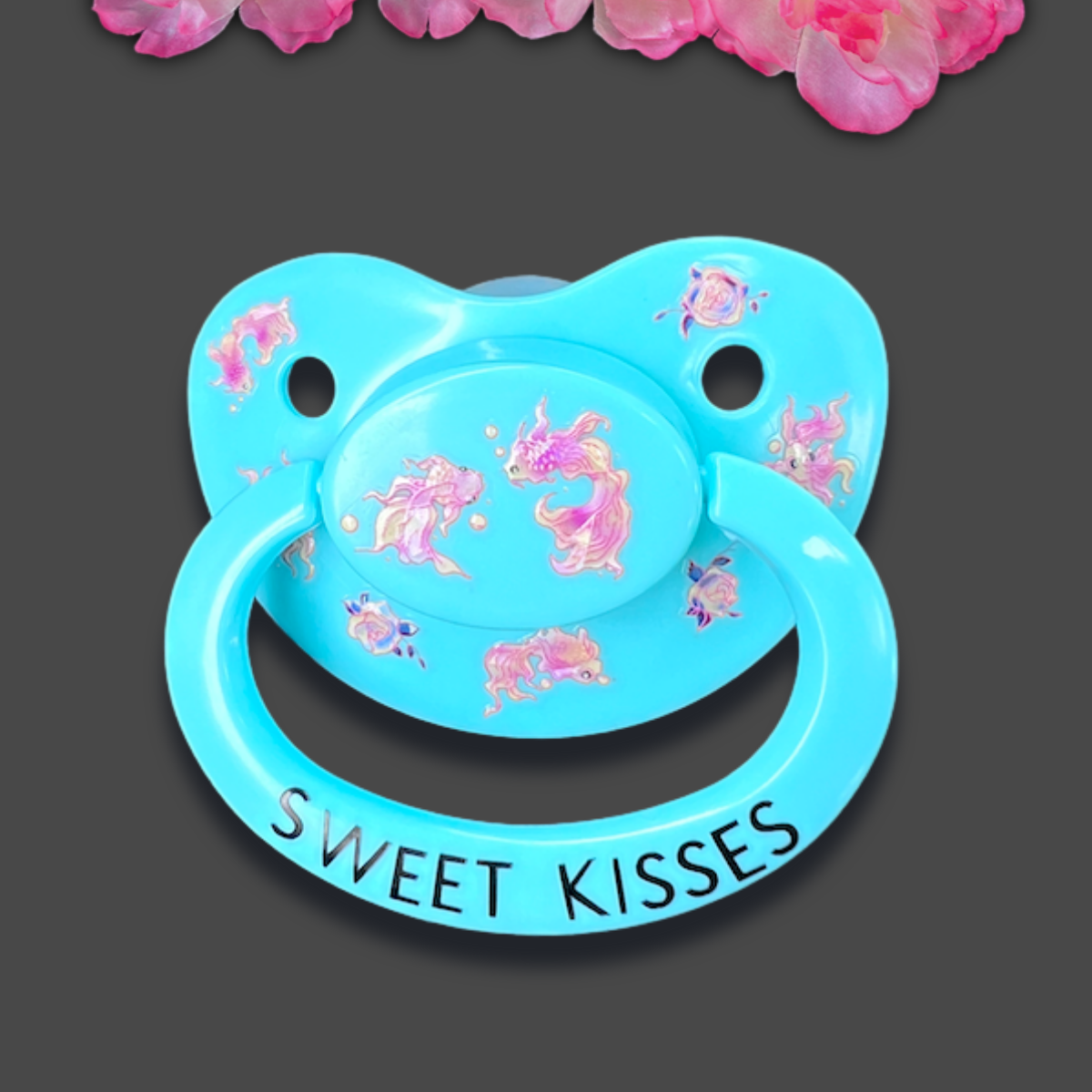 Sweet Kisses ABDL Adult Pacifier with Pink and Gold Koi Fish