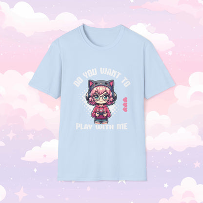 Anime Gamer Girl T-Shirt, Play with Me Shirt