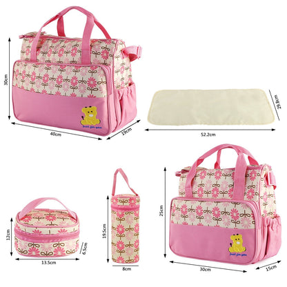 Littles Outing Essentials – 5PC Water-Resistant Diaper Bag Set for Mommies, Daddies & Caregivers