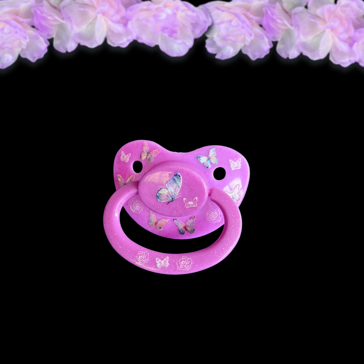 Adult Pacifier - Glitter Butterflies