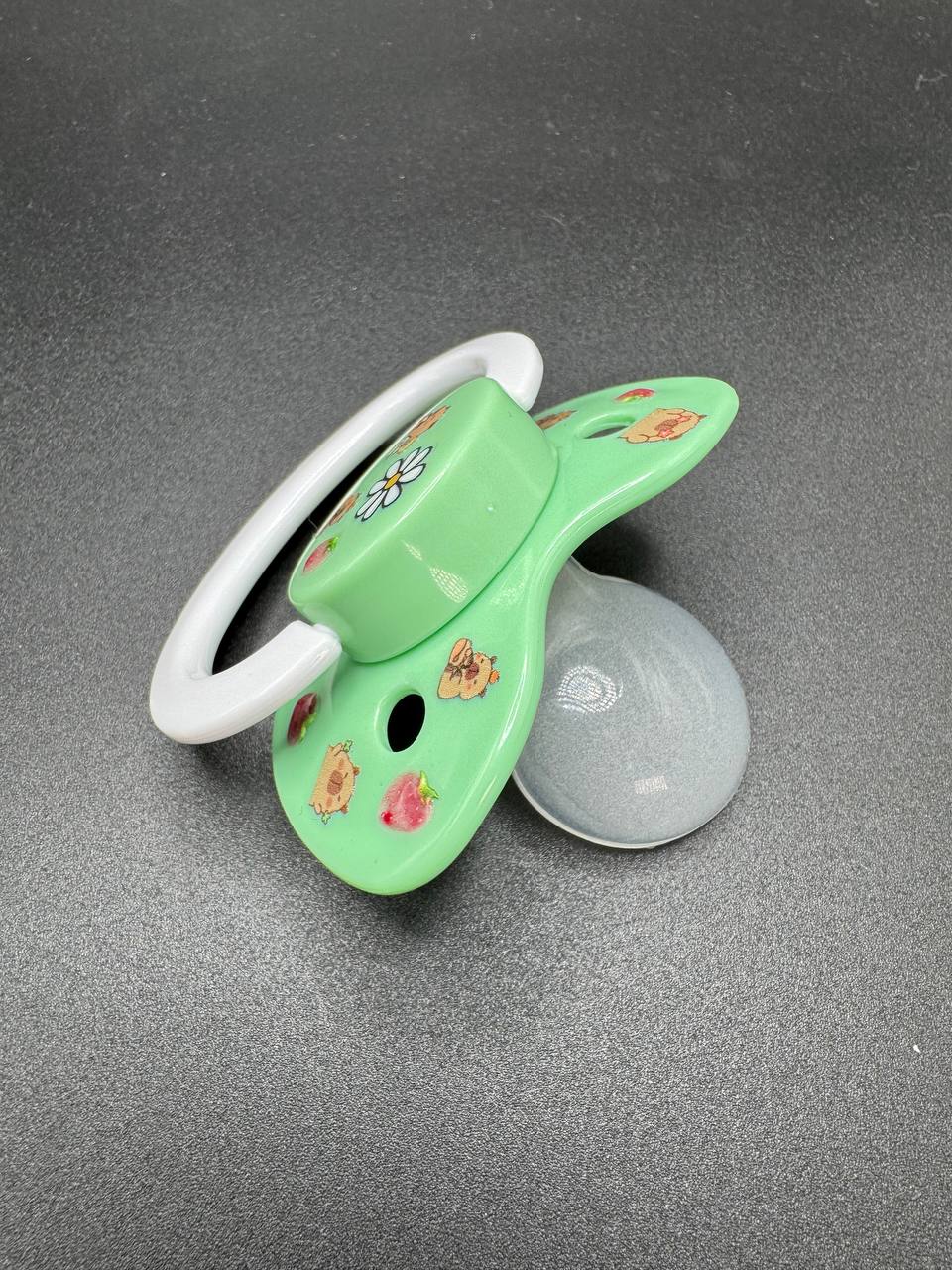 pastel Green adult pacifier with capybara design