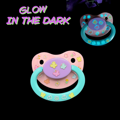 Glow In The Dark Adult Pacifier - Butterflies & Flowers