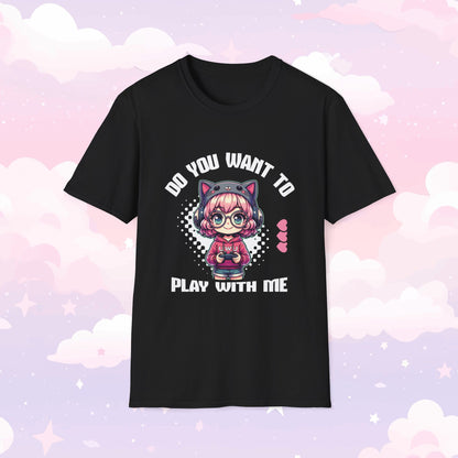 Anime Gamer Girl T-Shirt, Play with Me Shirt