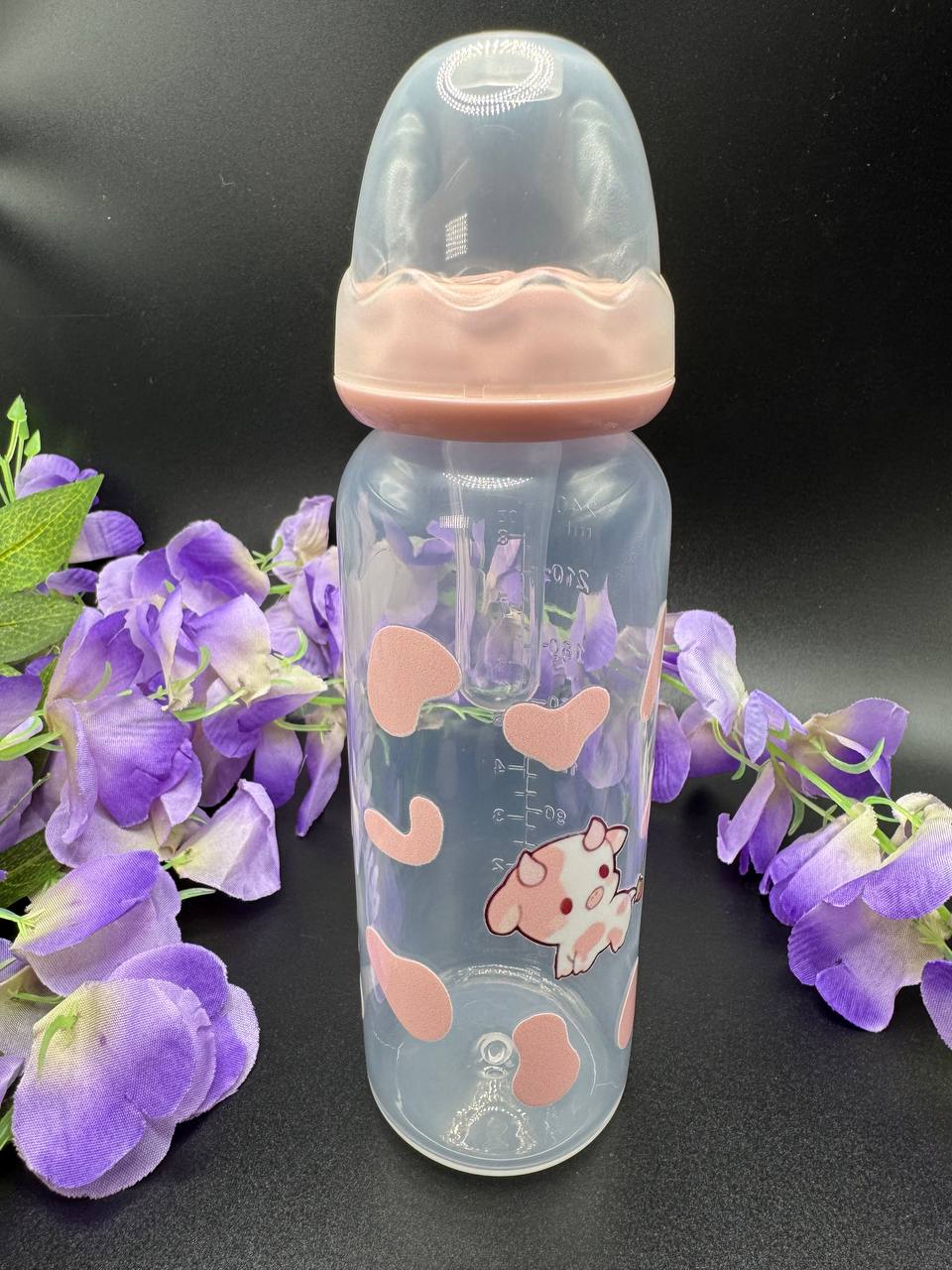 Adult Baby bottle with pink cow design 