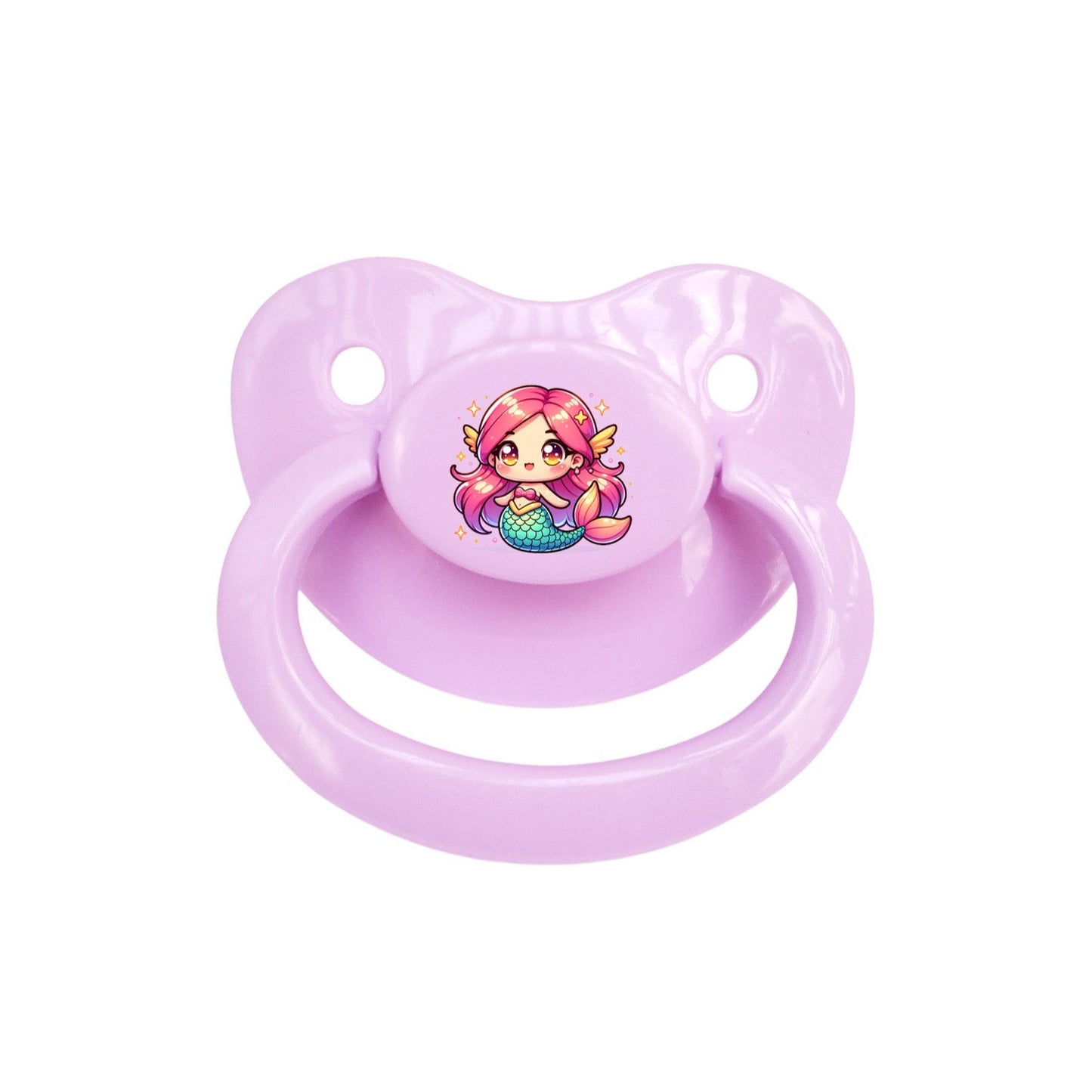 light purple adult pacifier with kawaii mermaid center