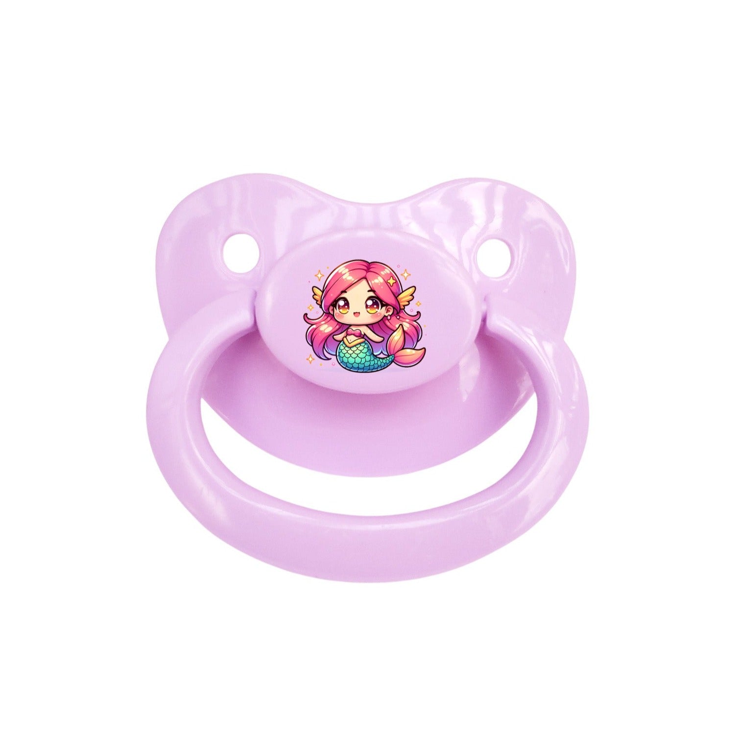 light purple adult pacifier with kawaii mermaid center