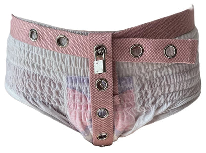 An ABDL diaper lock featuring a secure and adjustable design, crafted to ensure a snug fit while adding a playful and functional element to ABDL accessories.