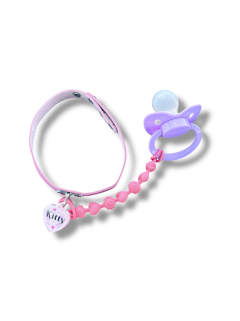 pet regression adult pacifier choker in pink