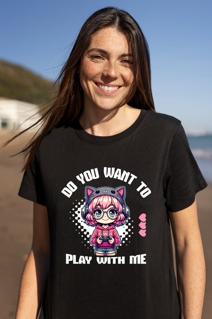 Anime Gamer Girl T-Shirt, Play with Me Shirt