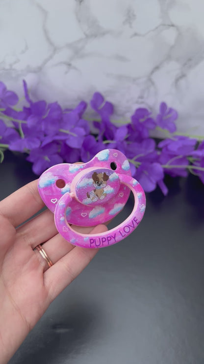 Hand painted Adult Pacifier - Puppy Love