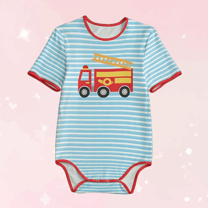Striped Firetruck Adult Unisex CuddleSuit