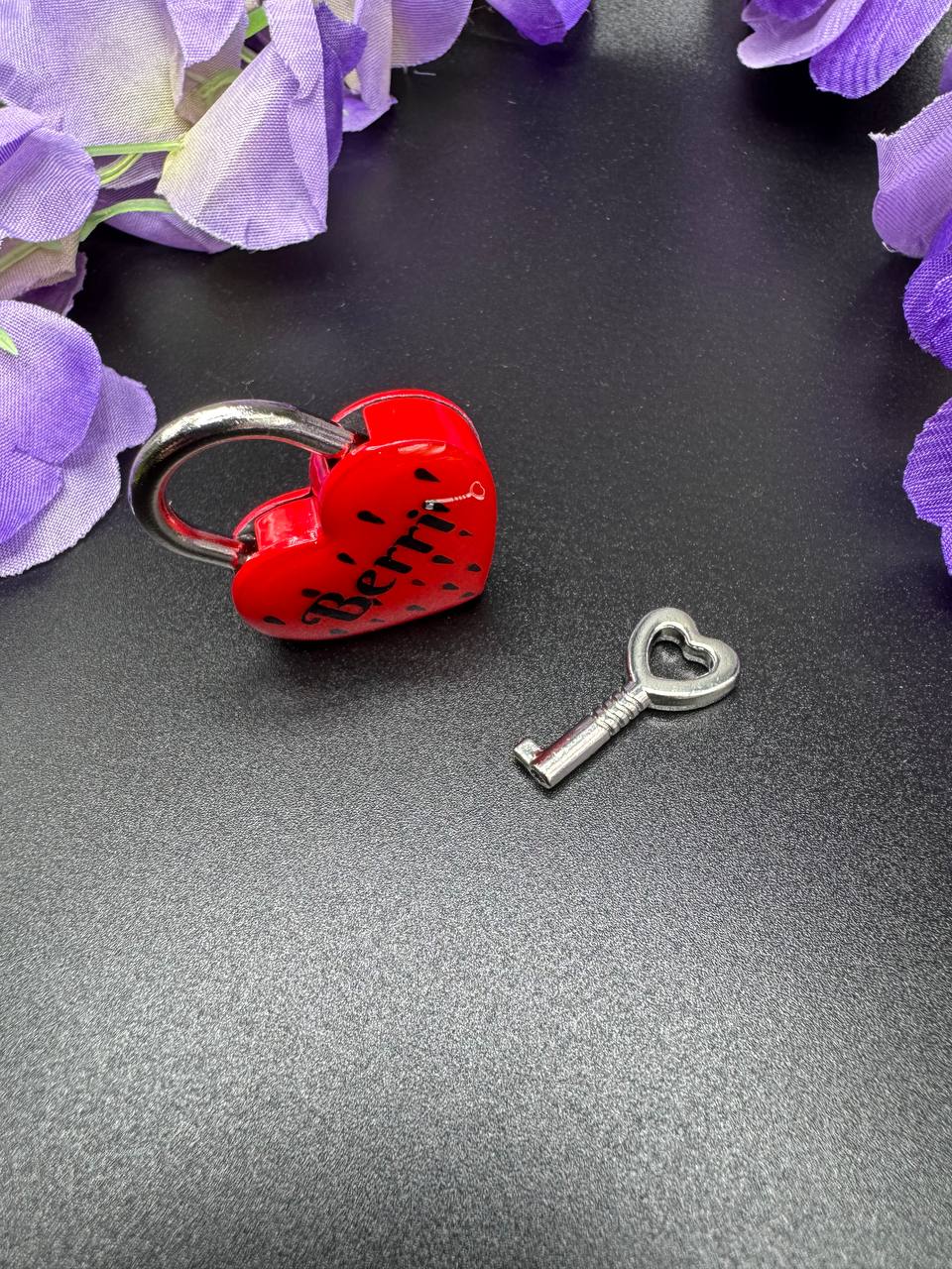 strawberry themed heart lock for day collars 