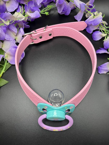 top view of glow in the dark bunny pacifier gag