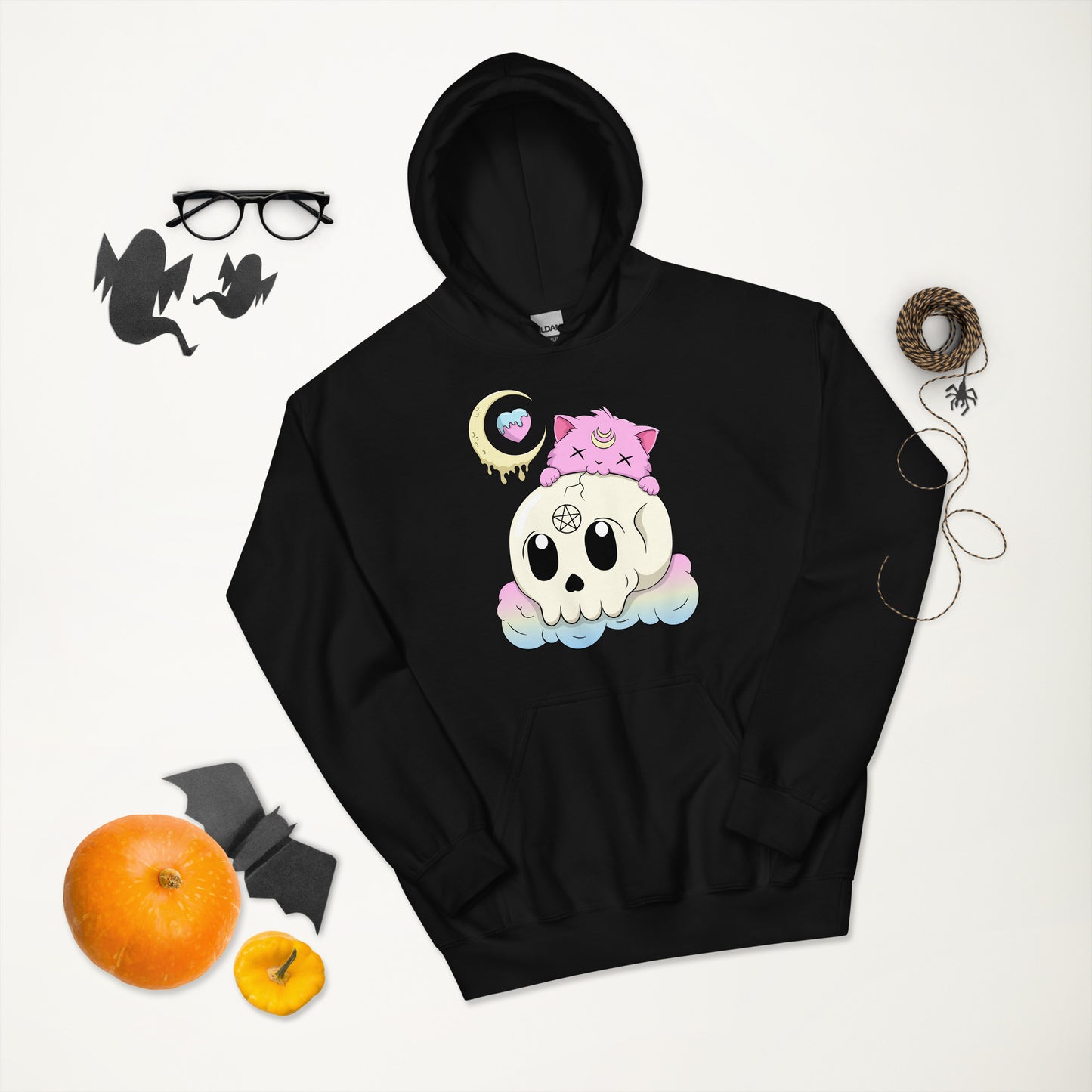 Creepy Kawaii Unisex Hoodie - Gothic Cat Sweatshirt