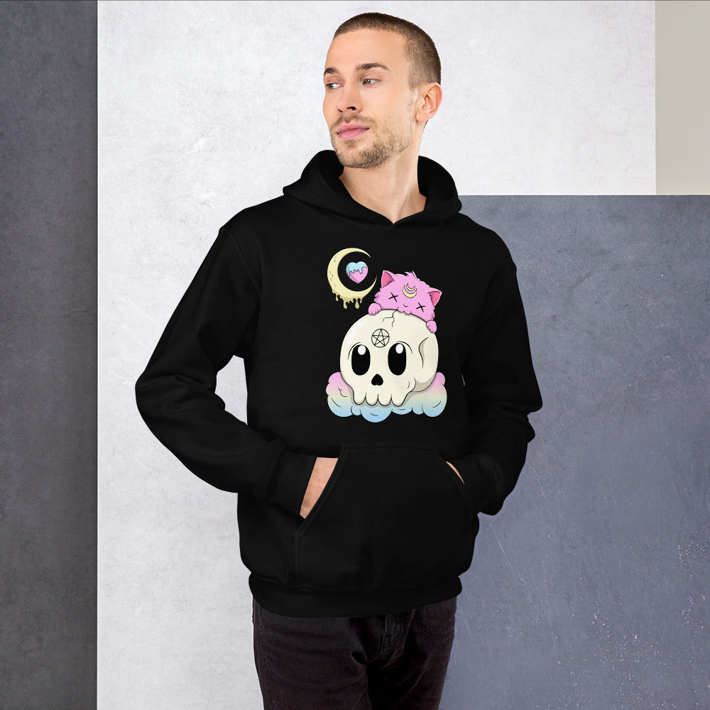 Creepy Kawaii Unisex Hoodie - Gothic Cat Sweatshirt