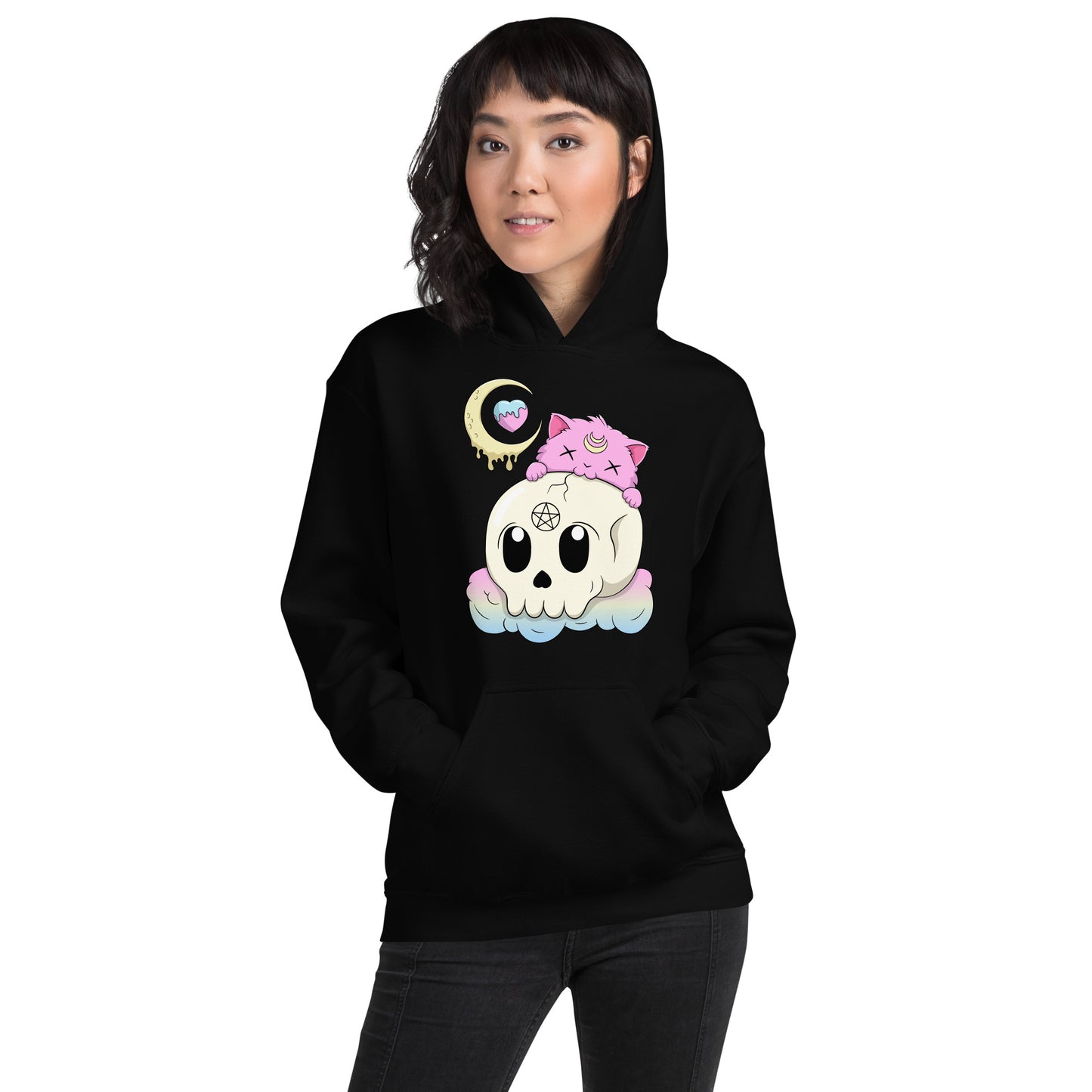 Creepy Kawaii Unisex Hoodie - Gothic Cat Sweatshirt