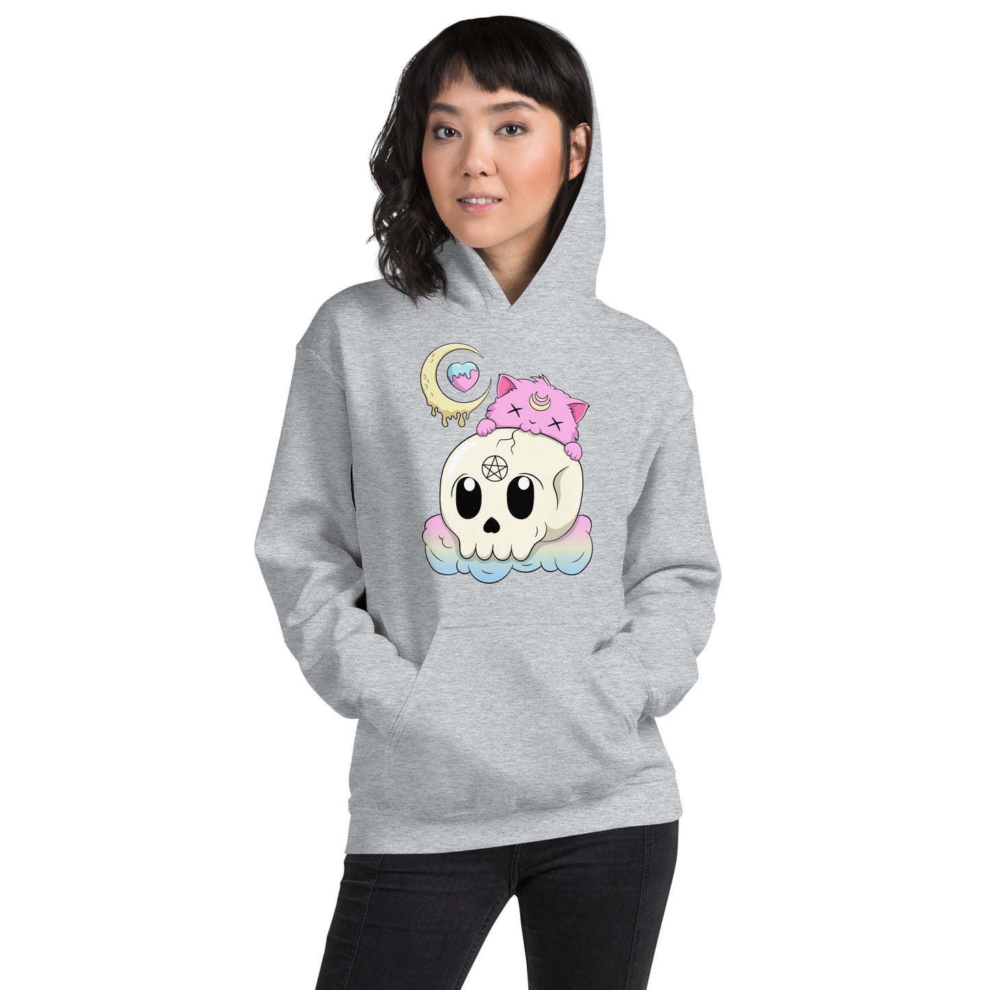 Creepy Kawaii Unisex Hoodie - Gothic Cat Sweatshirt