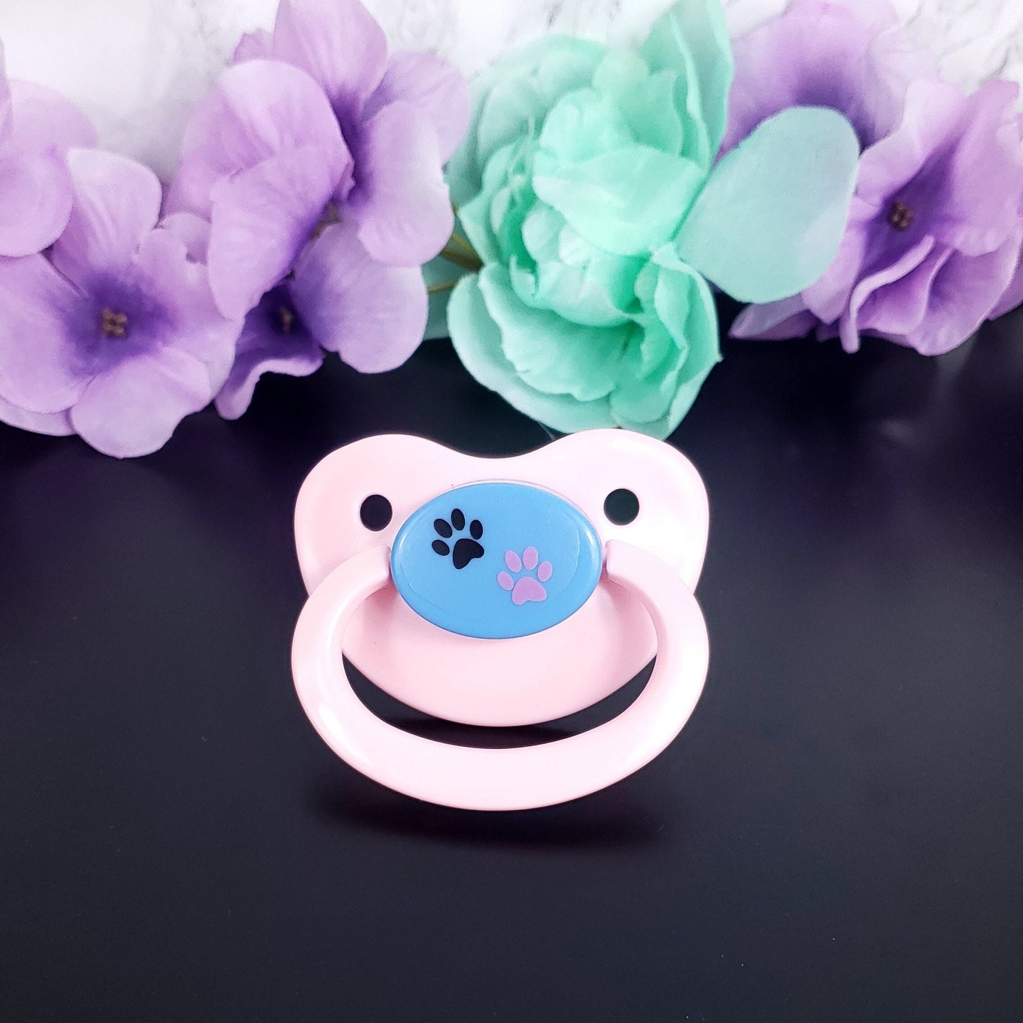 Black and Pink Paw Print Pacifier