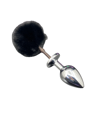 Black Springy Bunny Tail Plug