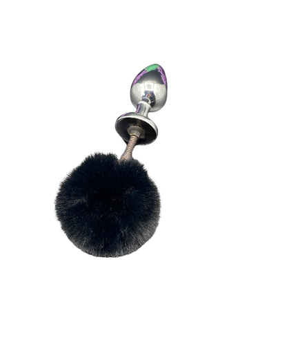 Black Springy Bunny Tail Plug