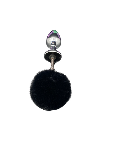 Black Springy Bunny Tail Plug