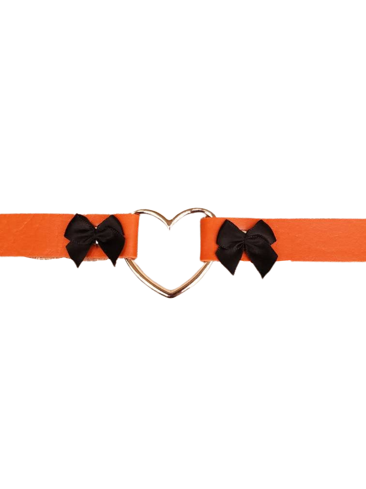 Cosplay Heart and Bows Choker, Cosplay Adjustable Luxury Leather Heart Collar | Vixen's Hidden Desires