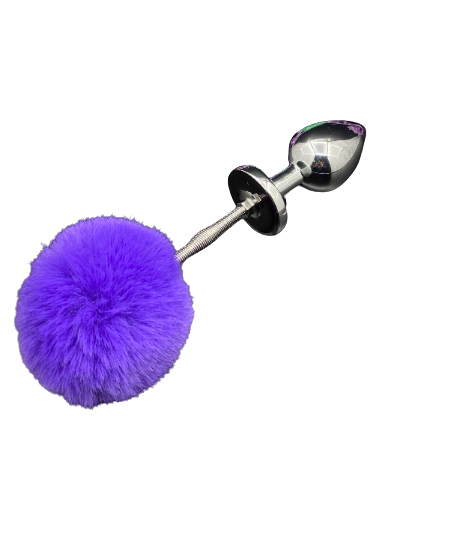Purple Springy Bunny Tail Plug